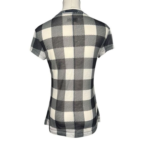Rag & Bone Women’s Small Checkered Plaid T-Shirt Black & White Sheer - Picture 4 of 6
